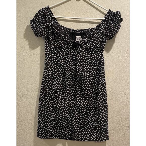 Princess Polly Black White Marion Floral Tie Front Mini Dress Size 8 - Picture 2 of 11